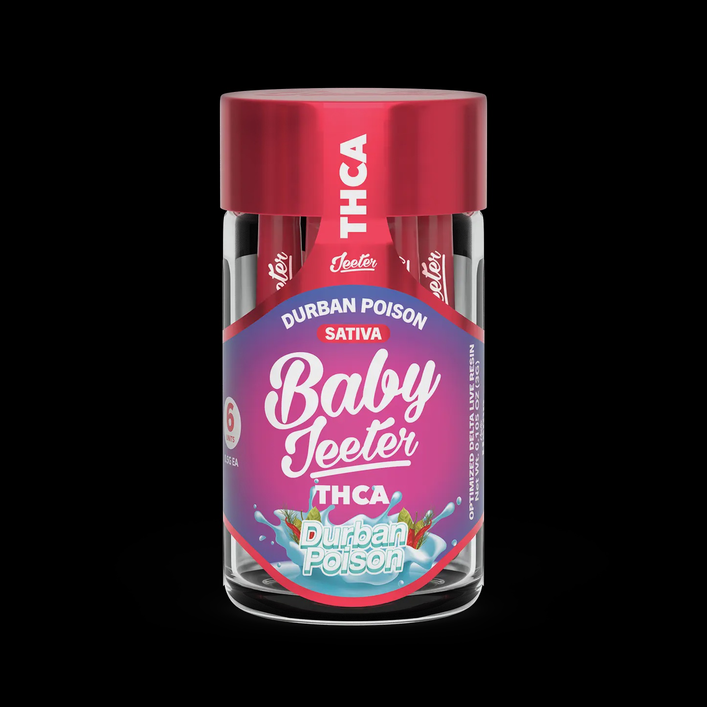 Baby Jeeter THCa Infused Prerolls 6 pcs / Durban Poison